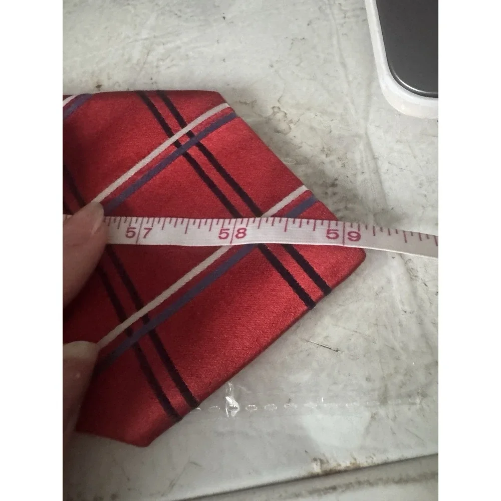 Tommy Hilfiger 2 Silk Ties Red Blue Geometric Striped Print Preppy Nautical Work